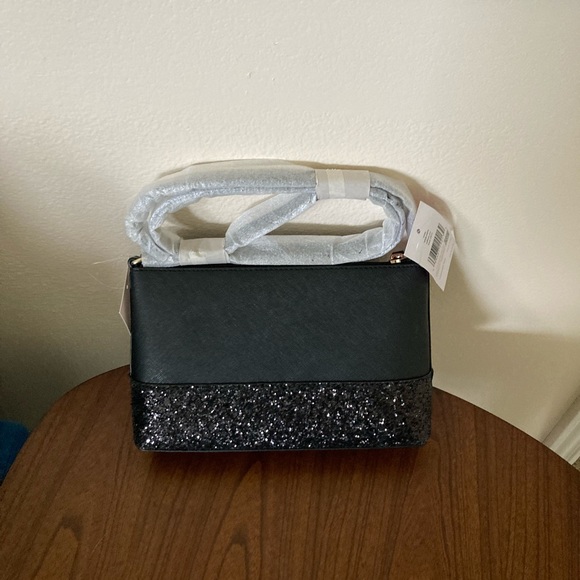 NWT KATE SPADE GRETA COURT GLITTER BLACK CROSSBODY - Picture 9 of 11